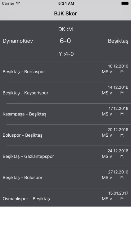 Karakartal Skor - BJK Maç sonuçları fikstür