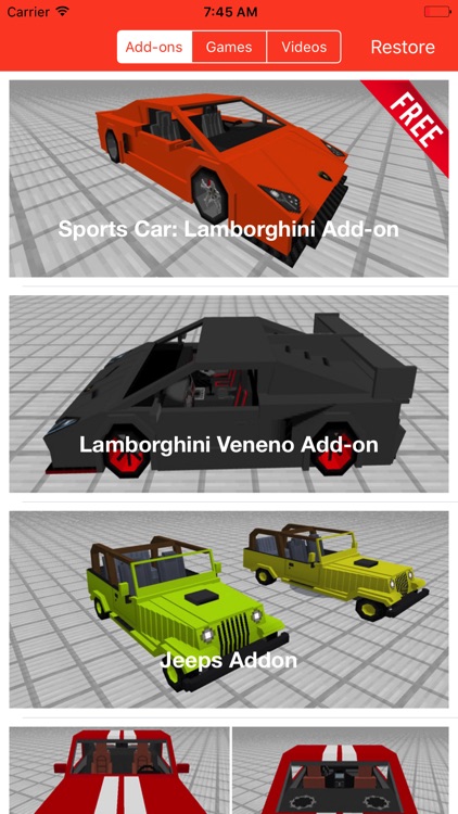 Vehicles Cars Add Ons For Minecraft Pocket Edition