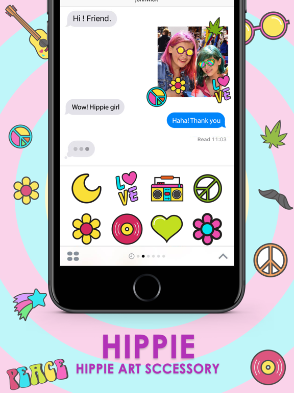 Screenshot #5 pour Hippie Art Retro Accessory Stickers for iMessage