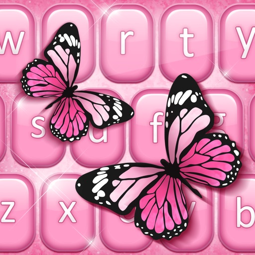 Pink Butterfly Keyboard: Fancy Background Themes by Dimitrije Petkovic