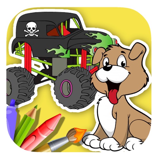 Monster Truck And Patrol Coloring Book Page Game iOS App