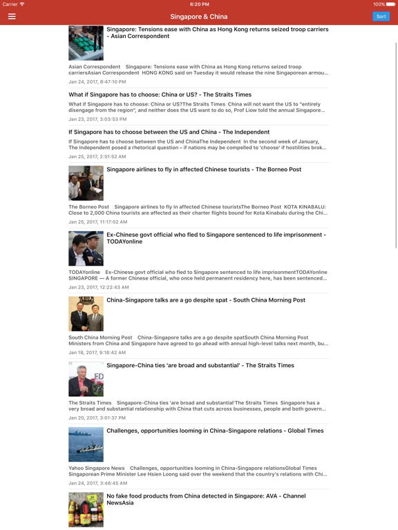 Singapore News & Radio Free Edition iPad screenshot 5 - News app