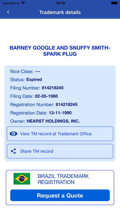 Brazil Trademark Search Tool Screenshot