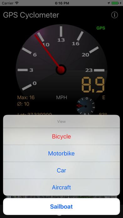 GPS Cyclometer Screenshot