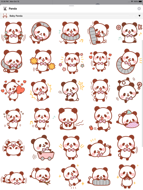 Kawaii Panda Stickers Pack iPad screenshot 5 - Stickers app