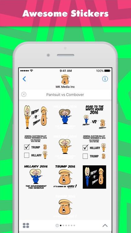 Pantsuit vs Combover stickers for iMessage