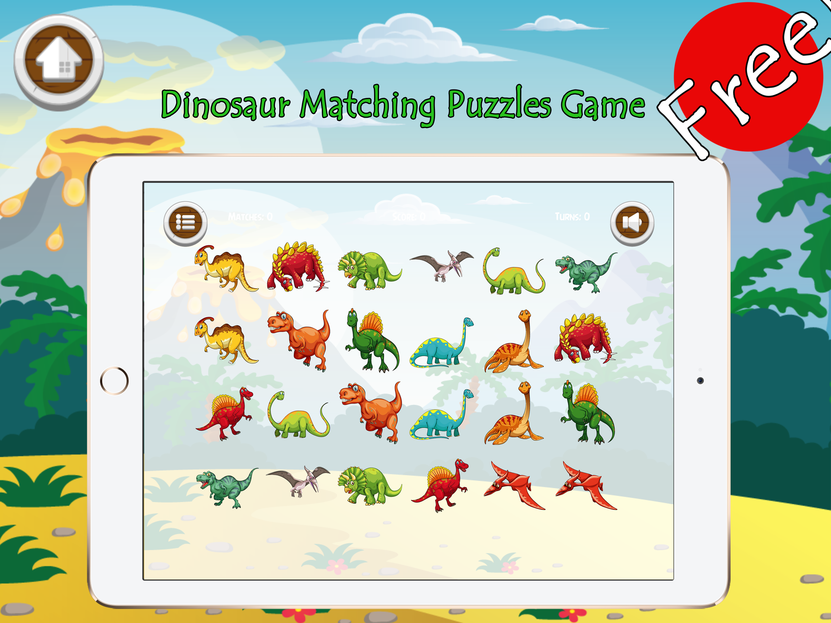 Dinosaur Matching Remember Puzzles Games For Kids