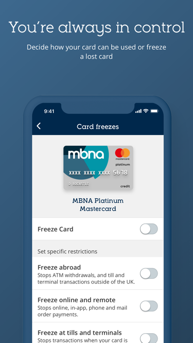 MBNA Mobile App Screenshot