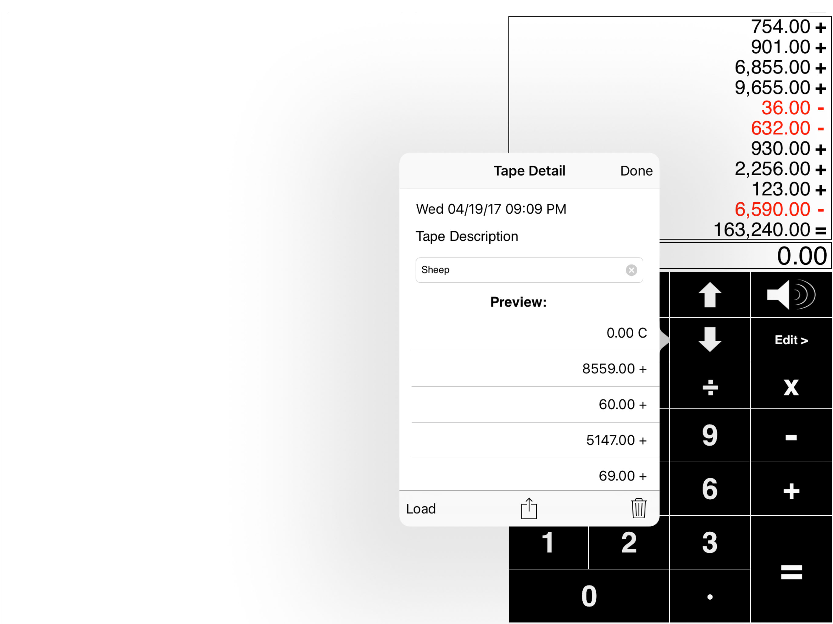 Adding Tape Printing Calculator with virtual tape