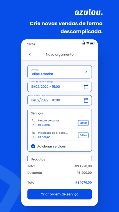 Azulou - Agenda, Vendas e Site Screenshot