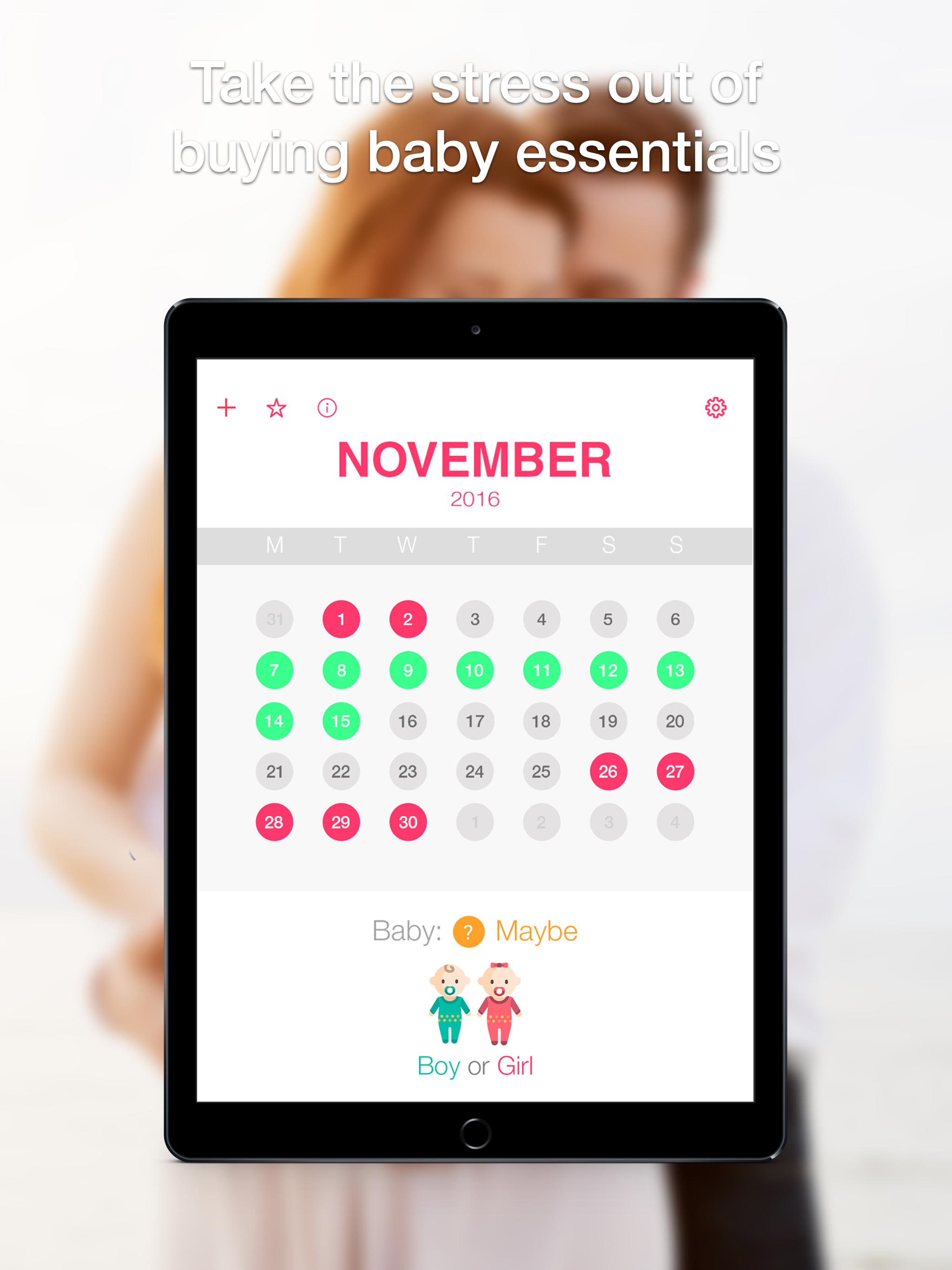 MaybeBaby fertility& pregnancy monthly calendar