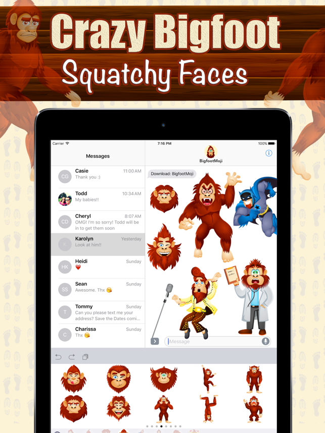 ‎BigfootMoji – Crazy Sasquatch & Bigfoot Emojis Screenshot