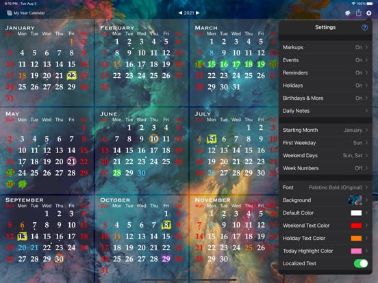 All-in-One Year Calendar Pro iPad screenshot 8 - Productivity app