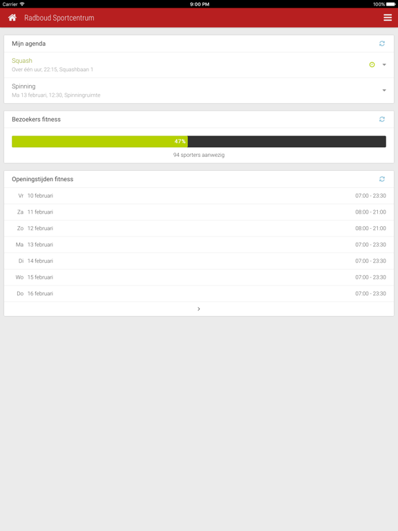 Radboud Sportcentrum iPad screenshot 1