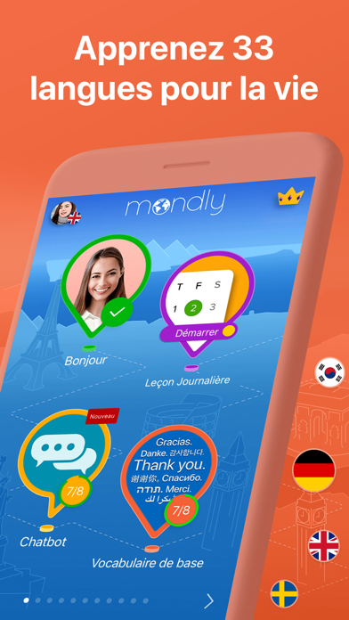 Screenshot #2 pour Mondly: Apprendre 33 langues