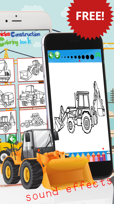 Screenshot #1 pour Véhicules de construction jeu de coloriage livre p