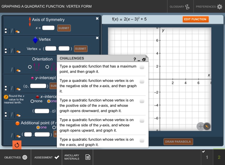 Graph Quad Func: Vertex Form