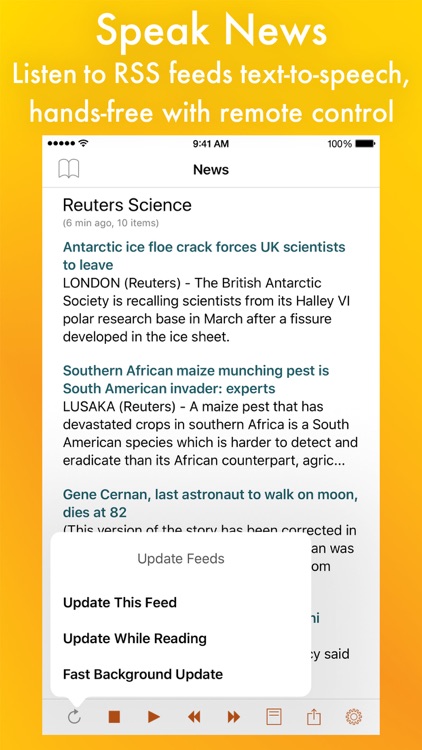 Speak News - RSS news reader with text-to-speech