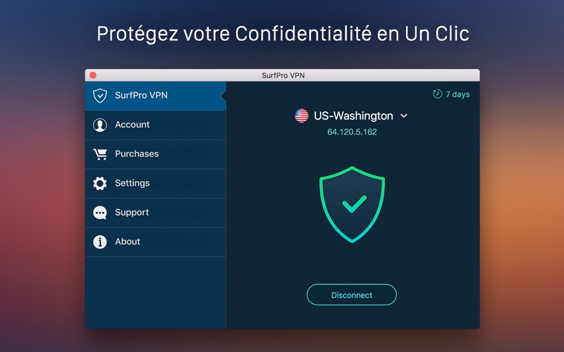 Screenshot #1 pour SurfPro VPN - Protégez votre confidentialité