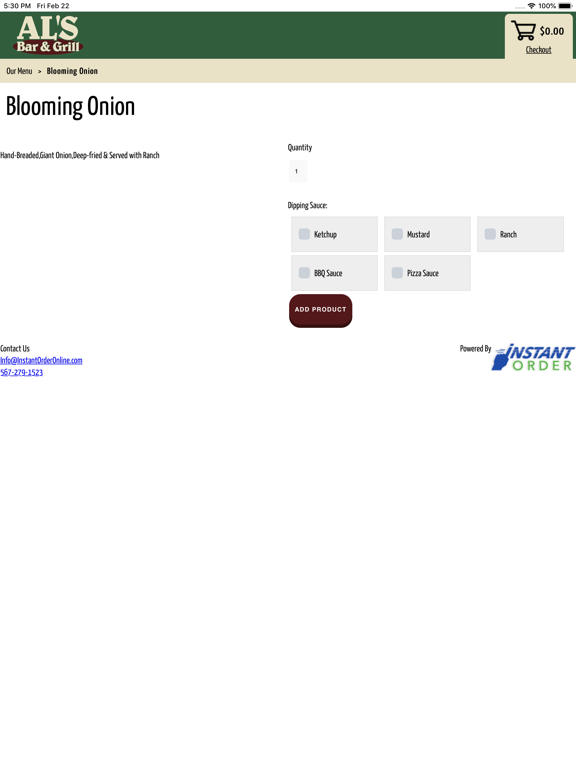 Al's Place Pizza iPad screenshot 3 - Food & Drink app