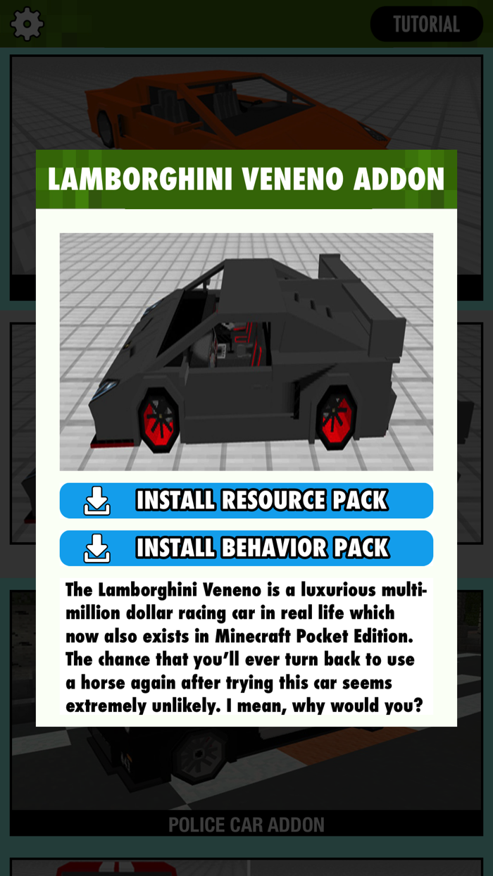 CARS ADDONS for Minecraft Pocket Edition MCPE