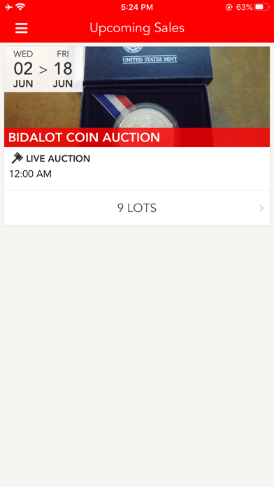 BidALot Coin Auction Screenshot