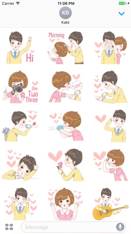 Sweet cutie couple English Stickers