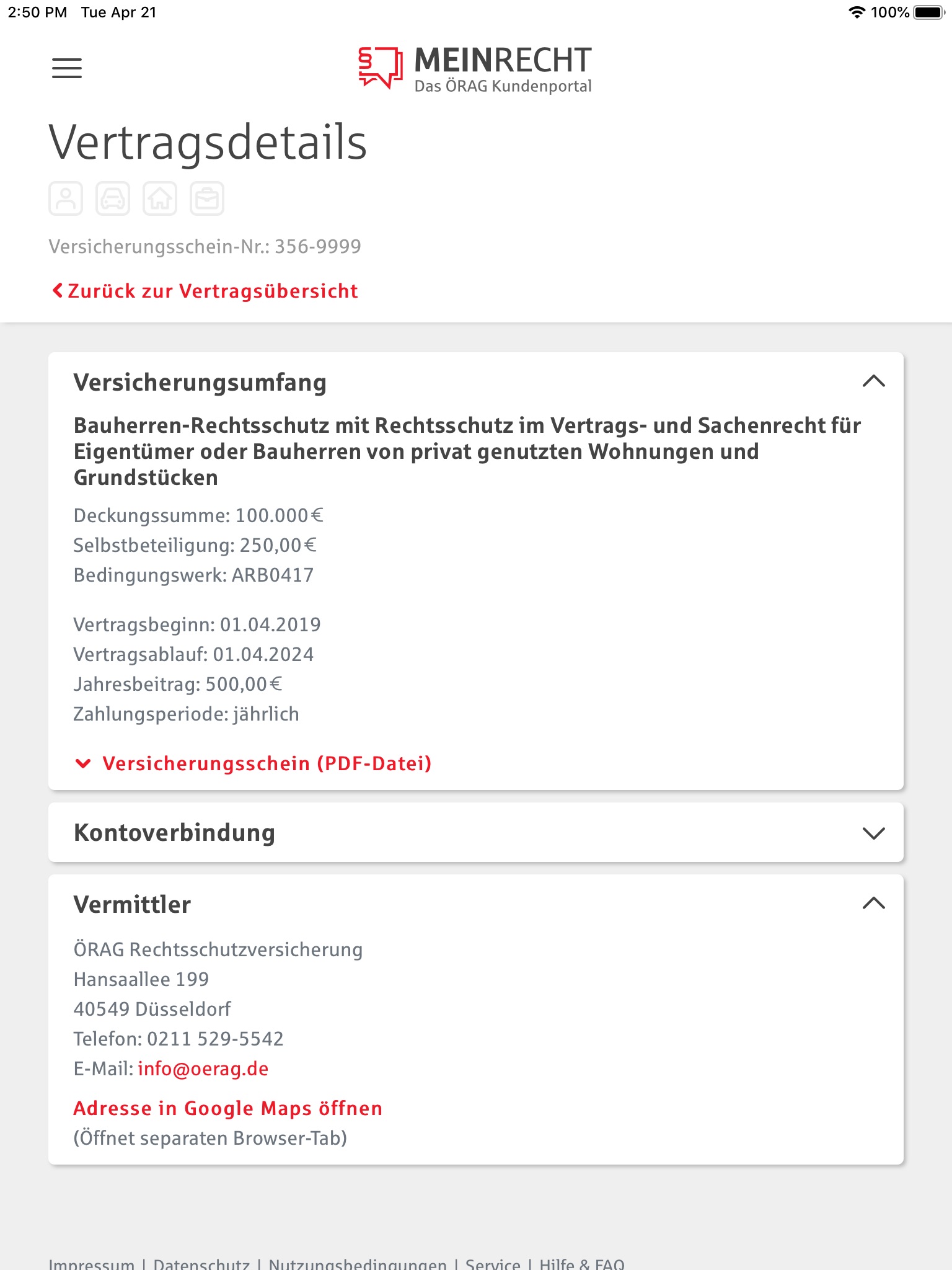 MEINRECHT Kundenportal screenshot 2