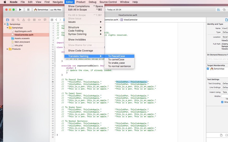#2. NamingTranslator for Xcode (macOS) 由: Hiroki Ishiura