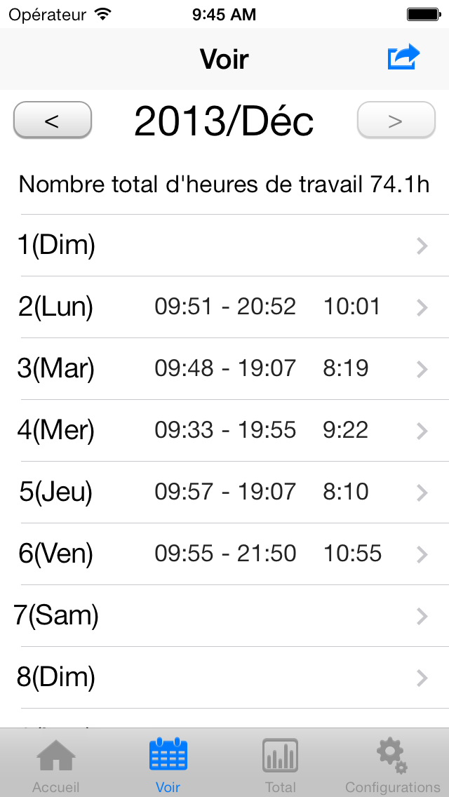 Screenshot #3 pour Feuille de temps(TimeSheet)