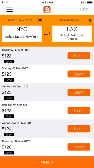Скриншот BookAir: Сheap Flights & Airfare Deals. на iPhone 4