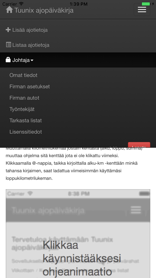 #2. Tuunix Ajopäiväkirja (iOS) Ved: Tuunix Oy