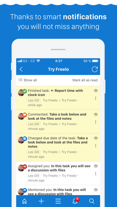 Freelo Project Management Screenshot
