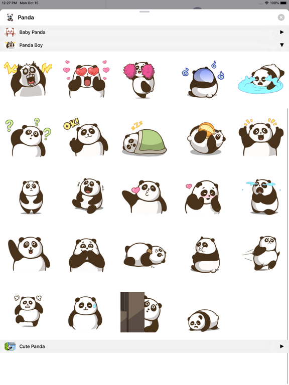 Kawaii Panda Stickers Pack iPad screenshot 7 - Stickers app