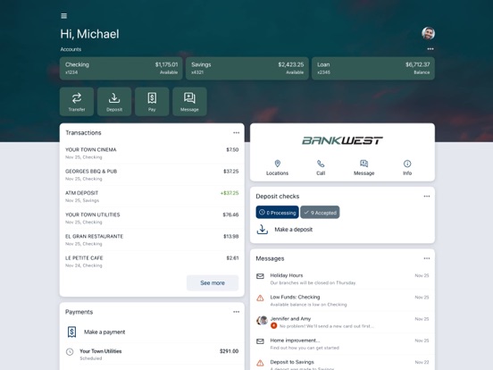 BANKWEST MN iPad screenshot 1 - Finance app