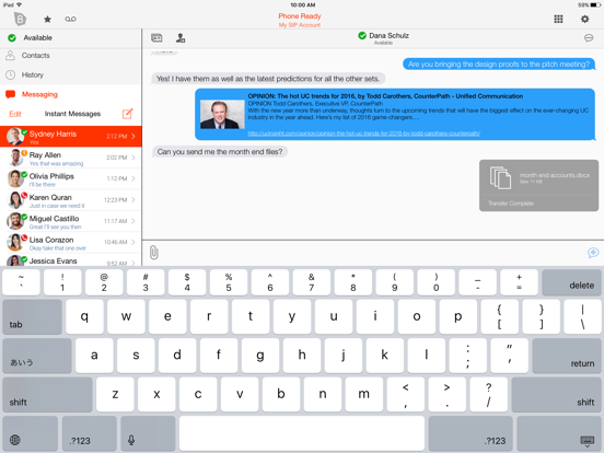 Bria Enterprise iPad app afbeelding 4