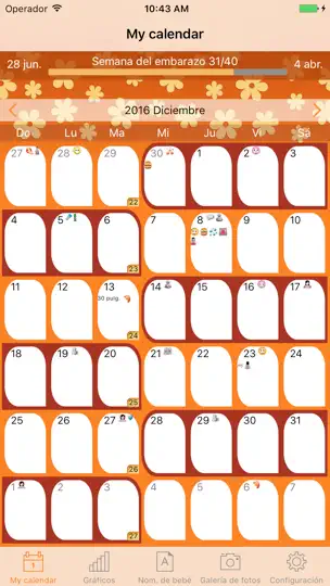 Captura de pantalla de WomanLog Pregnancy Pro en iPhone 1