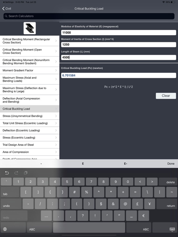 Screenshot #5 for Civil Engineering Calculators
