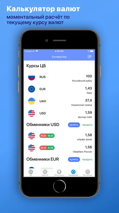 Курс валют, криптовалюты, РФ