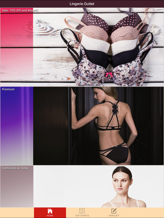 Vitrine Lingerie iPad screenshot 1 - Shopping app
