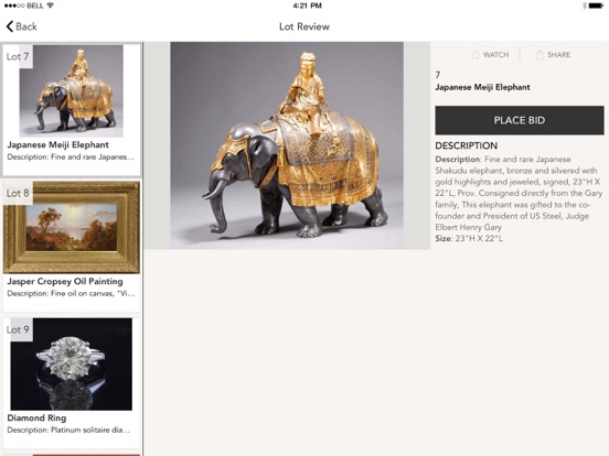 Smith Auctions Live iPad screenshot 4 - Shopping app