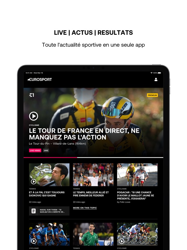 Eurosport: Live, News & Scores dans l'App Store