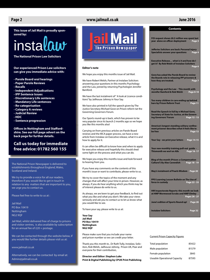 Jail Mail UK –Prison Newspaper