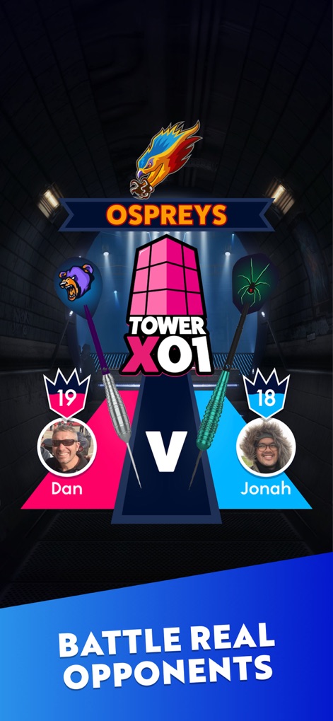 Darts of Fury: PvP Multiplayer - Observe the detailed player profiles, complete with custom avatars and unique dart designs, setting the stage for competitive battles.