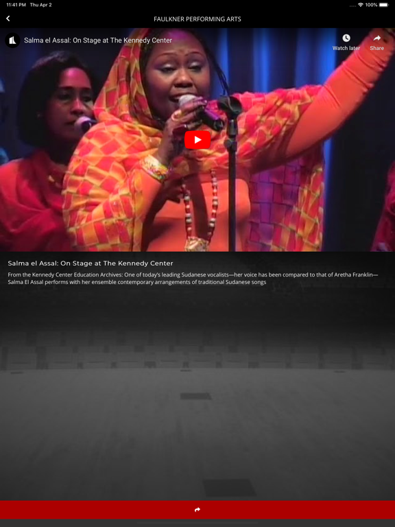 Faulkner Performing Arts iPad screenshot 4 - Entertainment app
