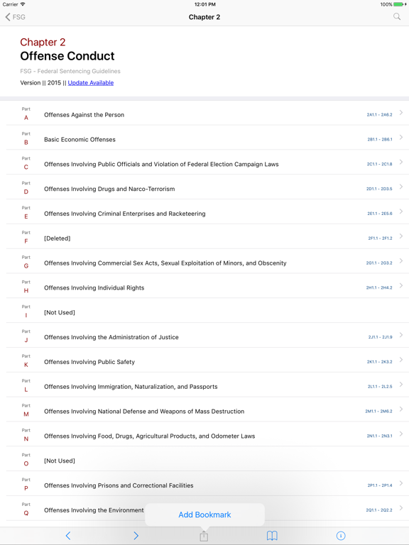 Federal Sentencing Guidelines (LawStack's FSG) iPad screenshot