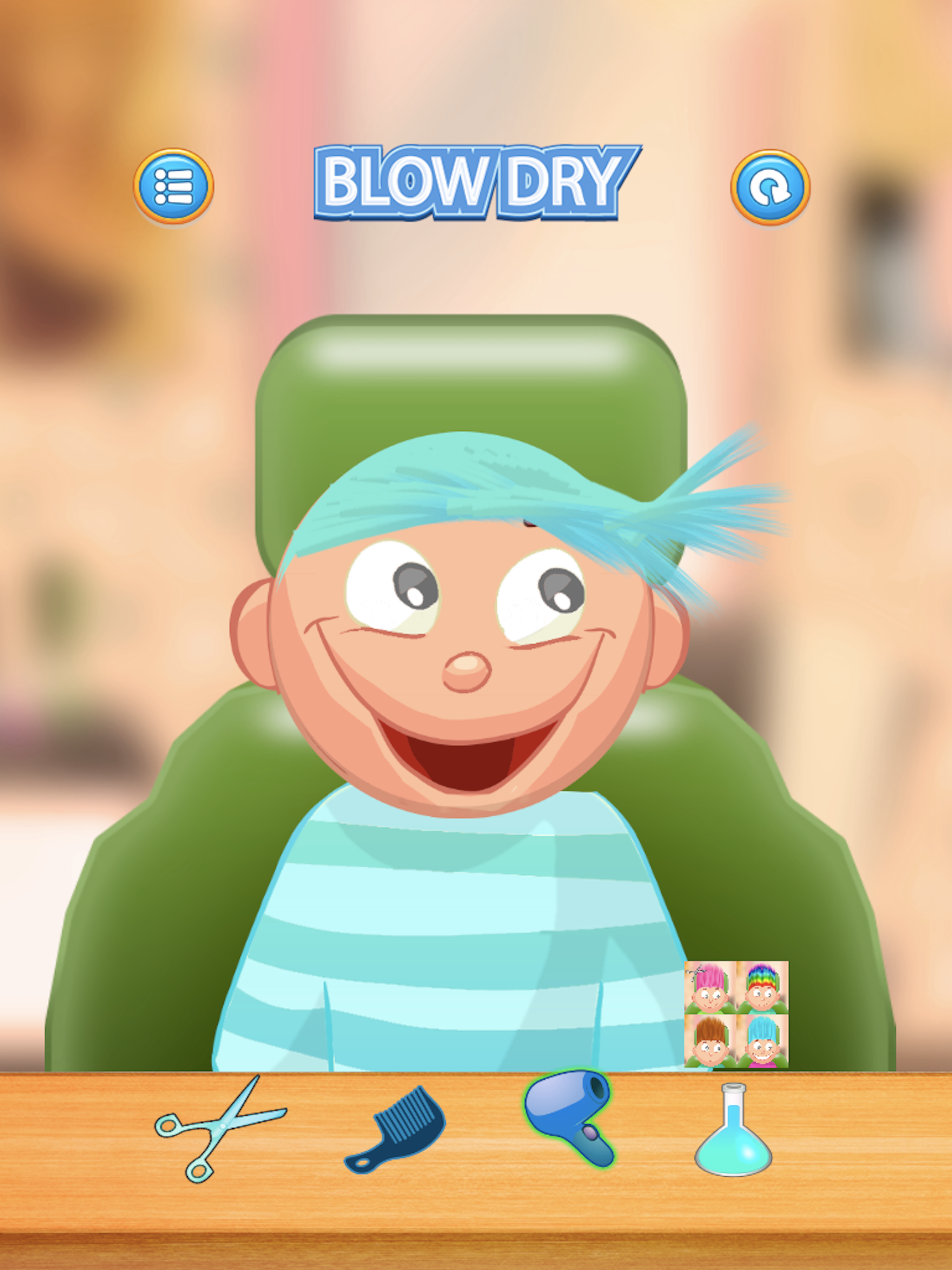Child game / Cut light blue hair