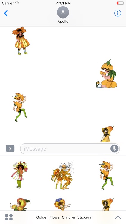 Vintage Golden Flower Child Stickers for iMessage screenshot-4