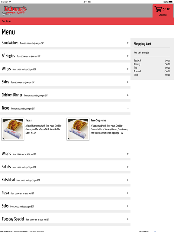Bohman's Carryout iPad screenshot 2 - Food & Drink app