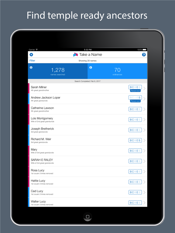 Take a Name LDS Family History iPad screenshot 1 - Reference app